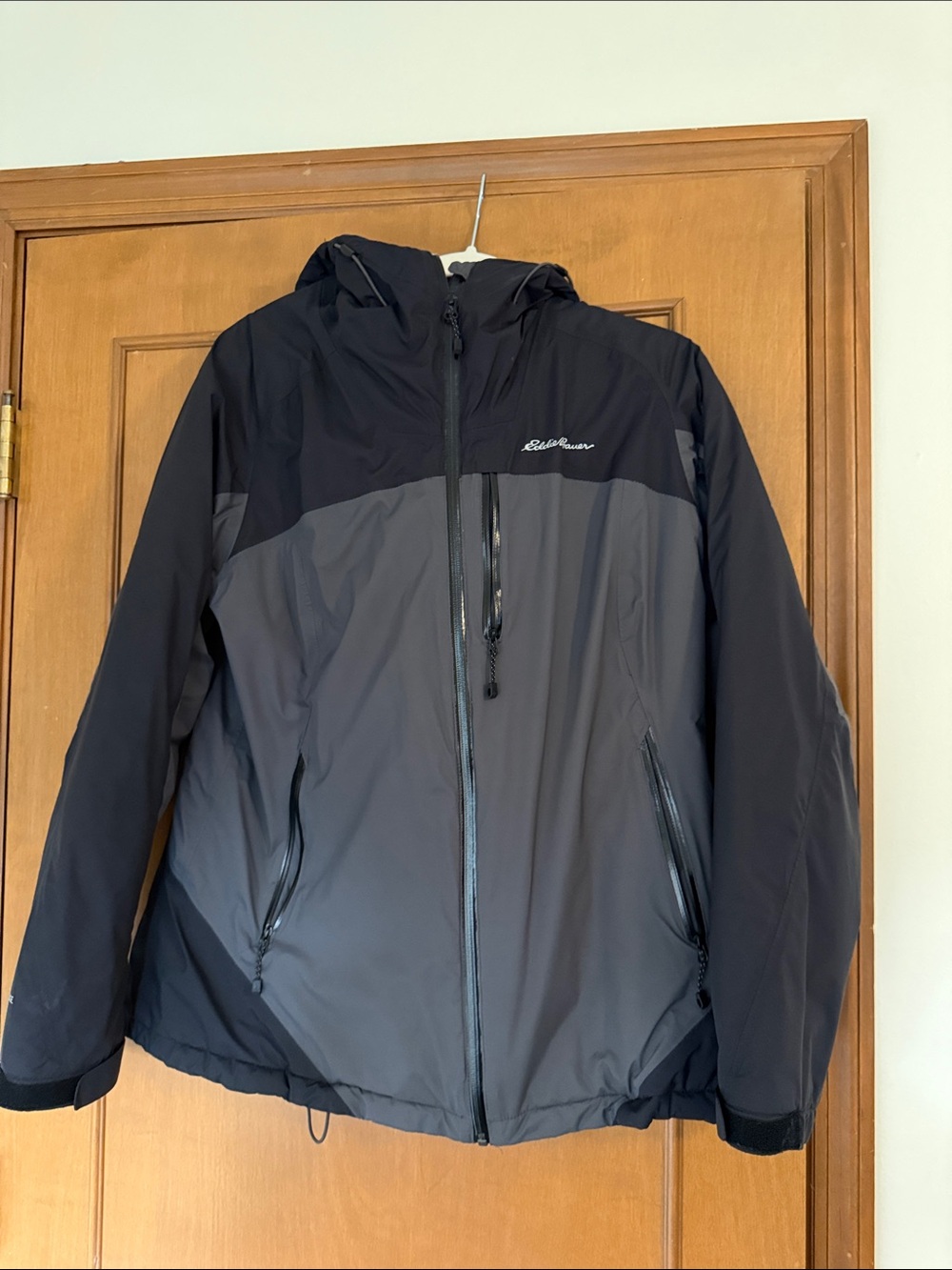 Eddie Bauer Black and Gray Hooded Ski Jacket